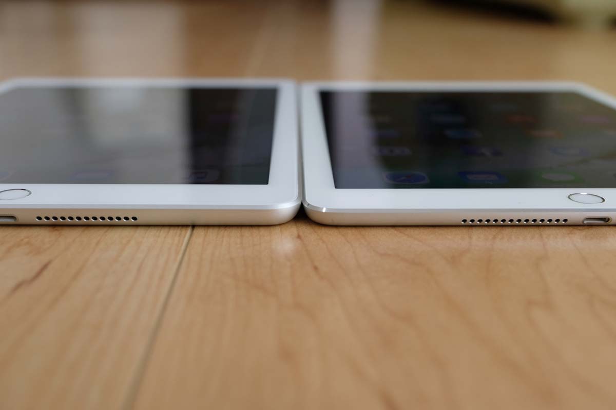 iPad（第5世代）とiPad Air 2の本体厚み 比較