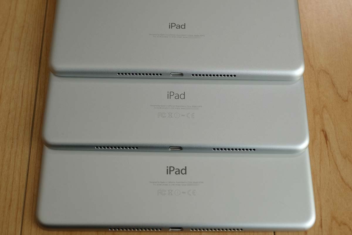 iPad（第5世代）、iPad Pro、iPad Air 2 比較 ロゴ書体