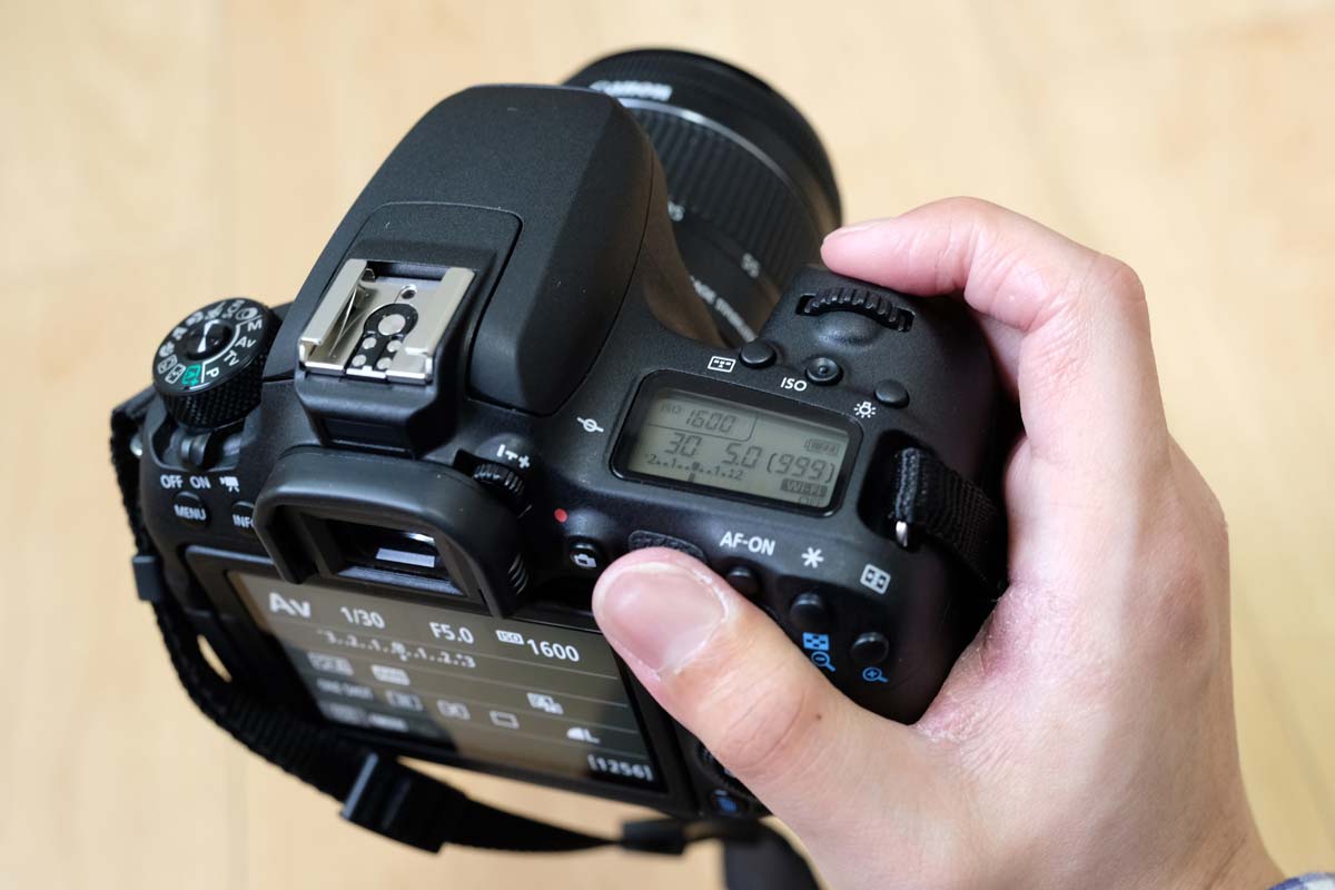 EOS 9000Dを手で持つ