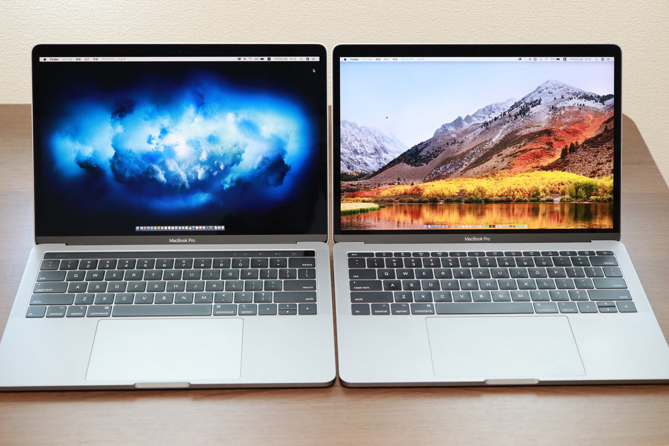 13インチMacBook Pro 2018年モデルと2017年mモデル
