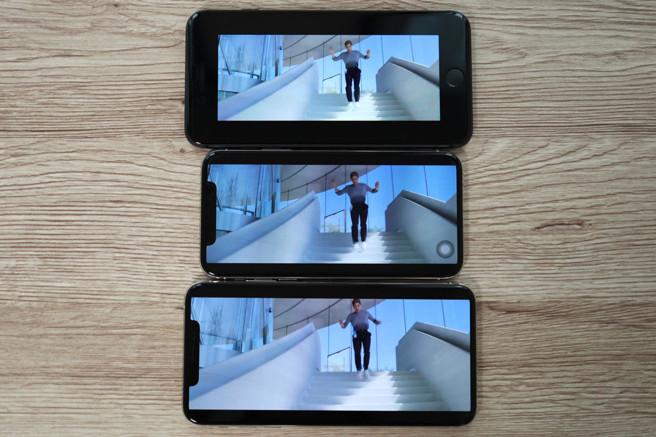 iPhone XS Max Youtube 画面横向き比較