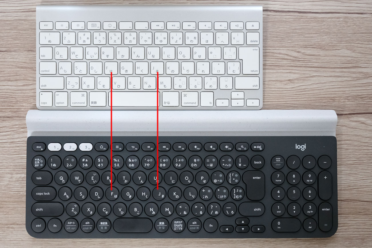 Apple Wireless KeyboardとLogicool K780 キー配置の違い