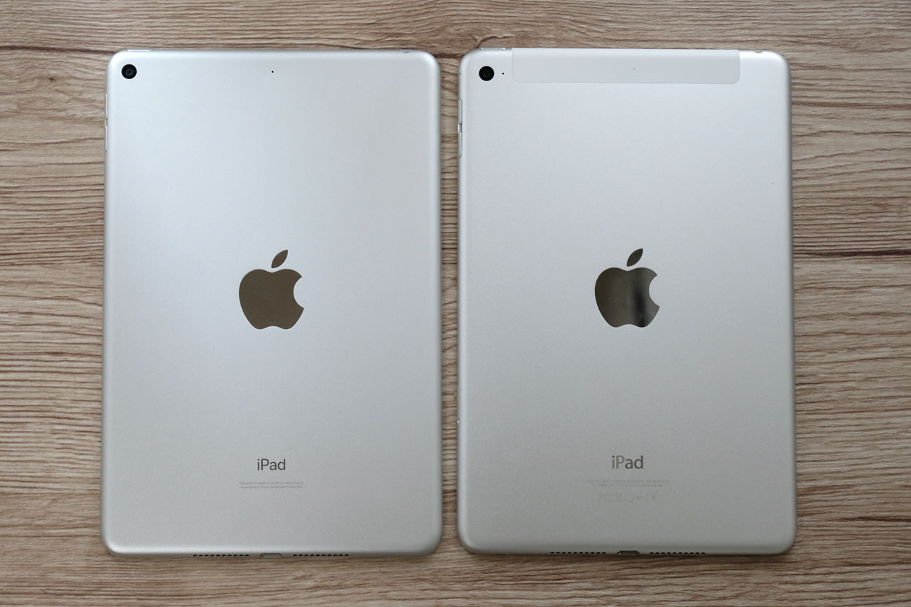 iPad mini 5とiPad mini 4の背面パネル
