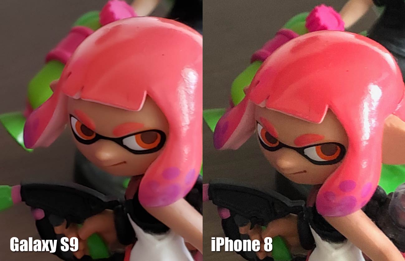 Galaxy S9とiPhone 8 リアカメラの画質比較（アミーボ 拡大）