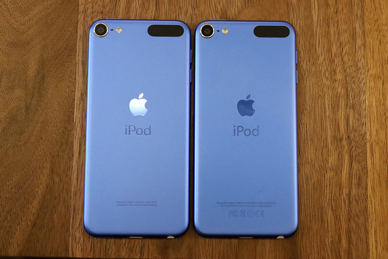 iPod touch（第7世代）背面パネルのデザイン比較