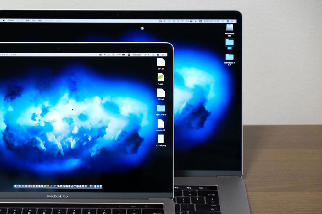 MacBook Pro 13インチと15インチの画面