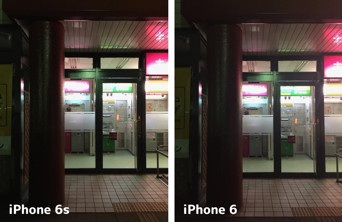 iPhone 6s・6 夜間撮影の比較