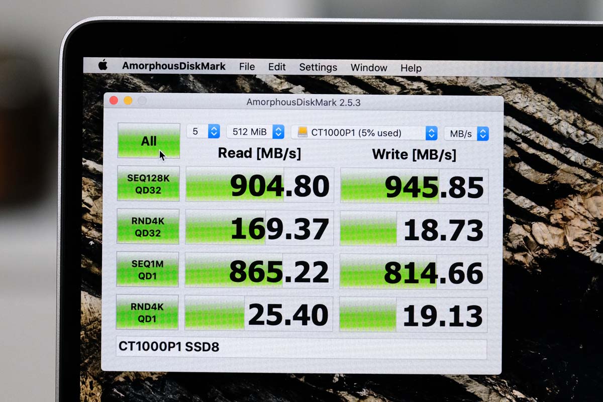 Cruciai M.2 NVMe SSD + TREBLEETの転送速度