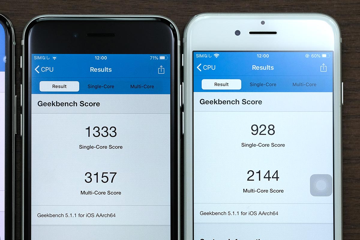 iPhone SE（第2世代）・iPhone 8 CPU性能比較