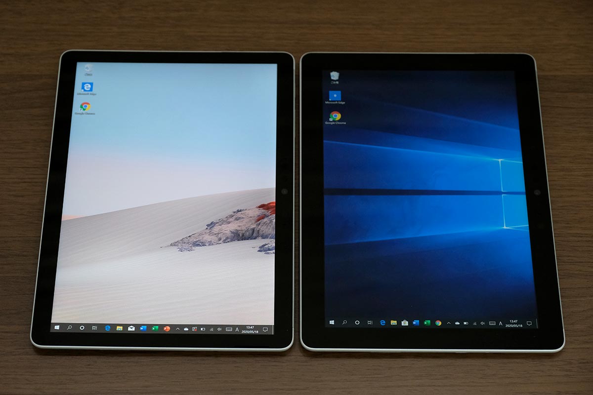Surface Go2・Surface Go 画面サイズ比較