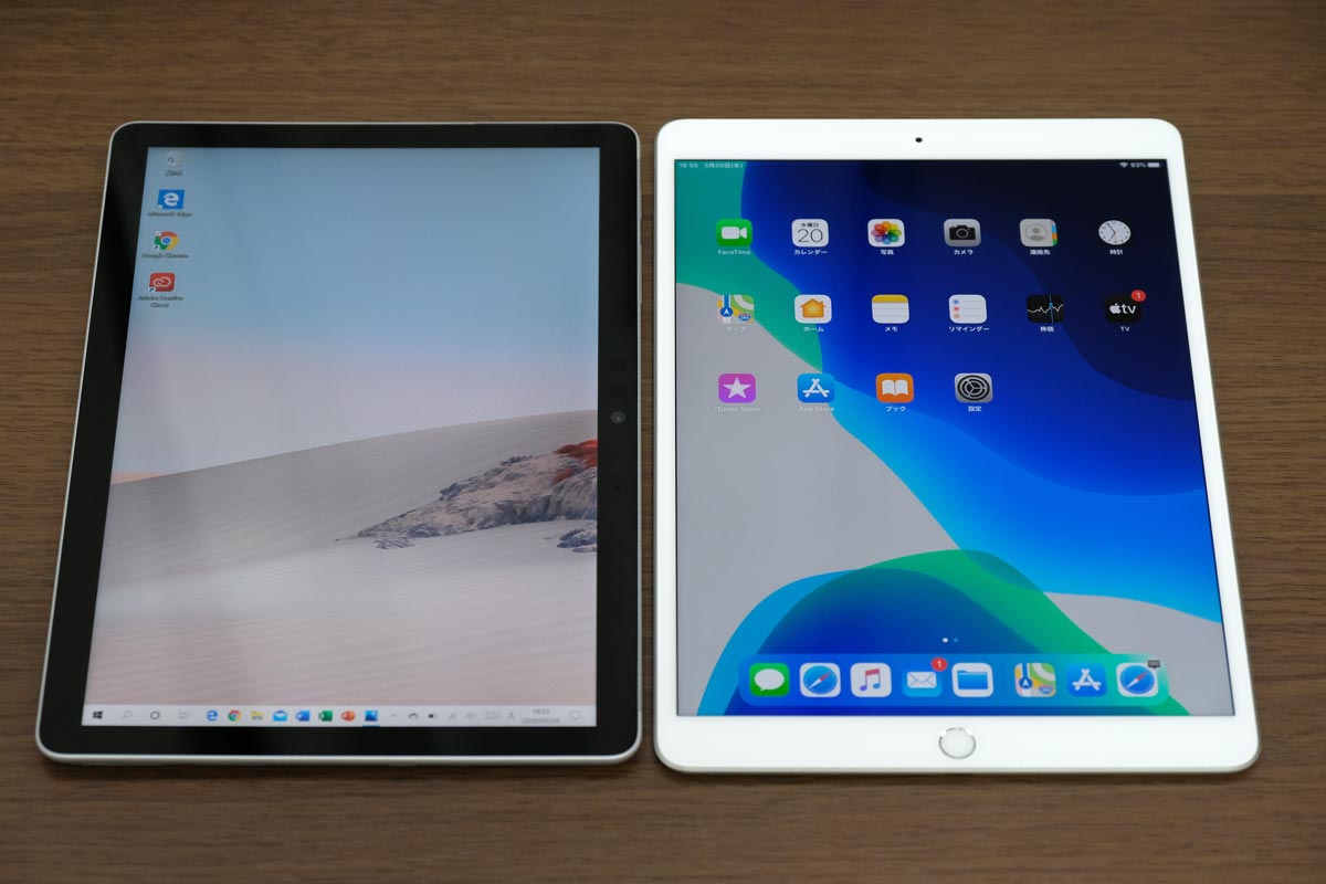 Surface Go2とiPad Air 3の画面比較