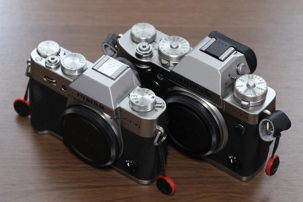 X-T30とX-T3のカメラボディのサイズ差