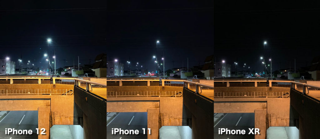 暗いシーン広角カメラのリアカメラの画質比較