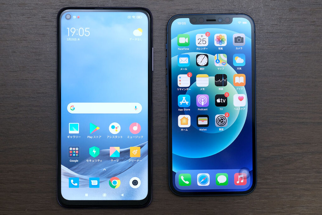 Redmi Note 9T 5GとiPhone 12
