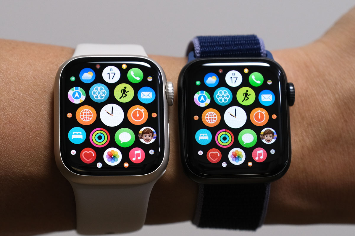 Apple Watch 7・6 ホーム画面の比較
