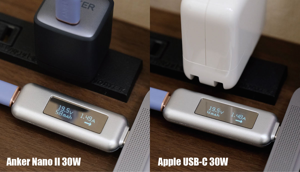 Nano II 30WとApple 30Wで出力を比較