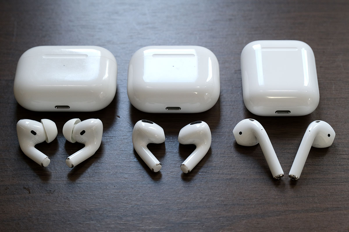 AirPods Pro・AirPods（第3世代）・AirPods（第2世代）デザインの違い