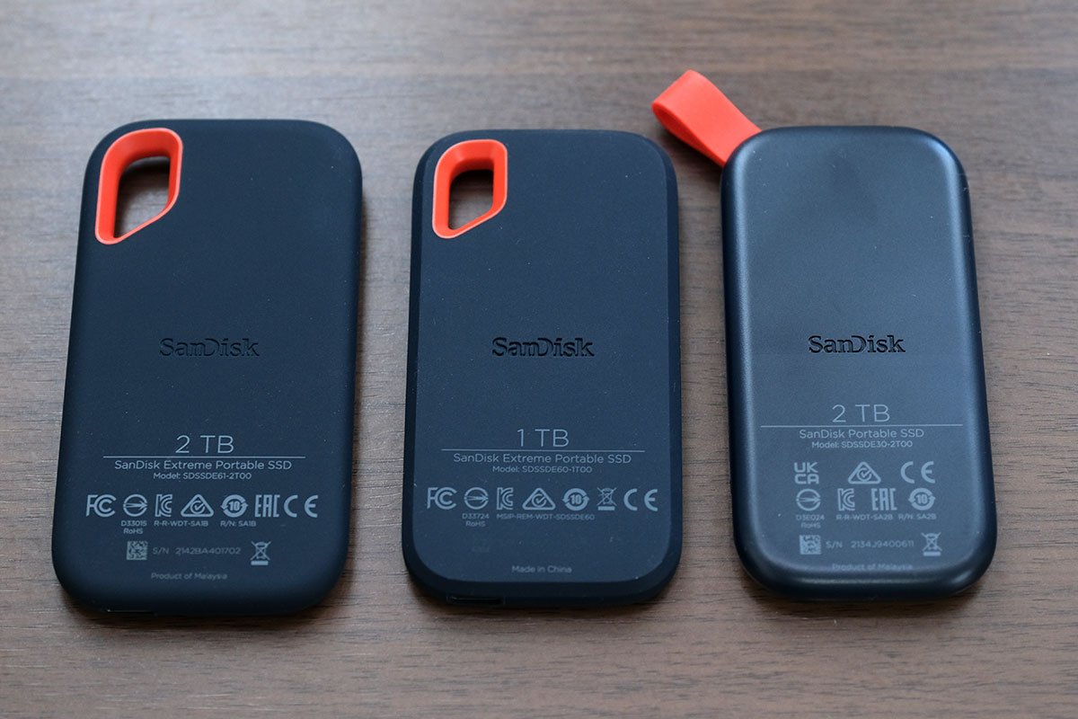 SanDiskのPortable SSDシリーズ 背面デザイン