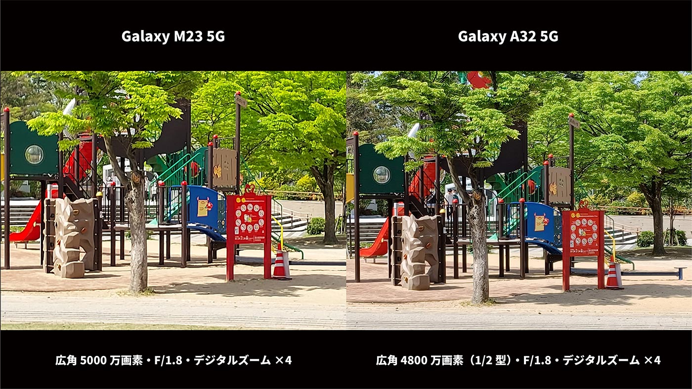 Galaxy M23・A32 広角カメラ画質比較（デジタルズーム×4）