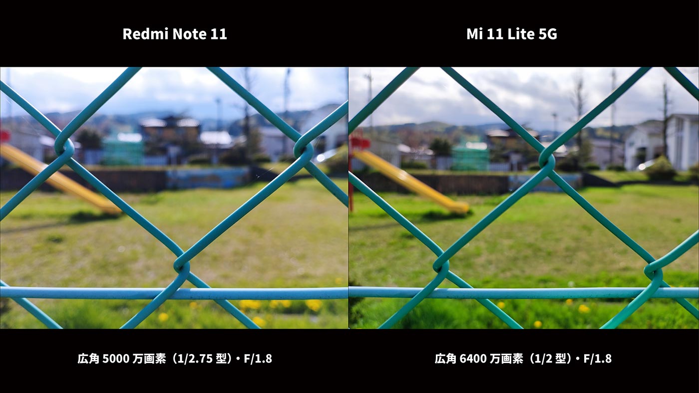 Redmi Note 11・Mi 11 Lite 5G フェンスの画質比較