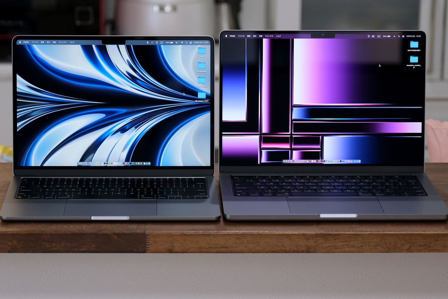 MacBook AirとMacBook Pro 14インチ 画面サイズ比較