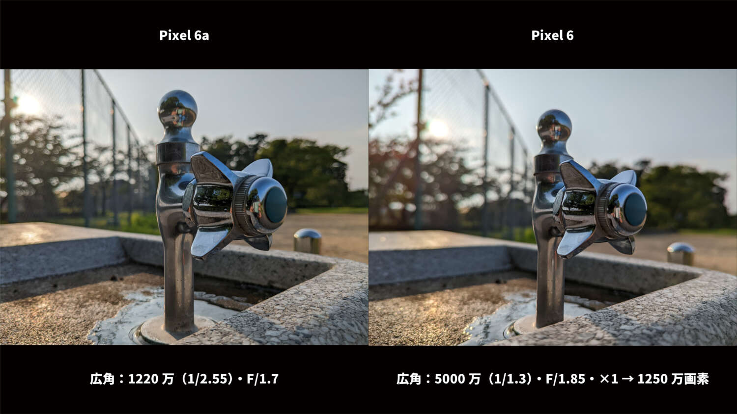 Pixel 6a・Pixel 6 広角カメラ比較：水道