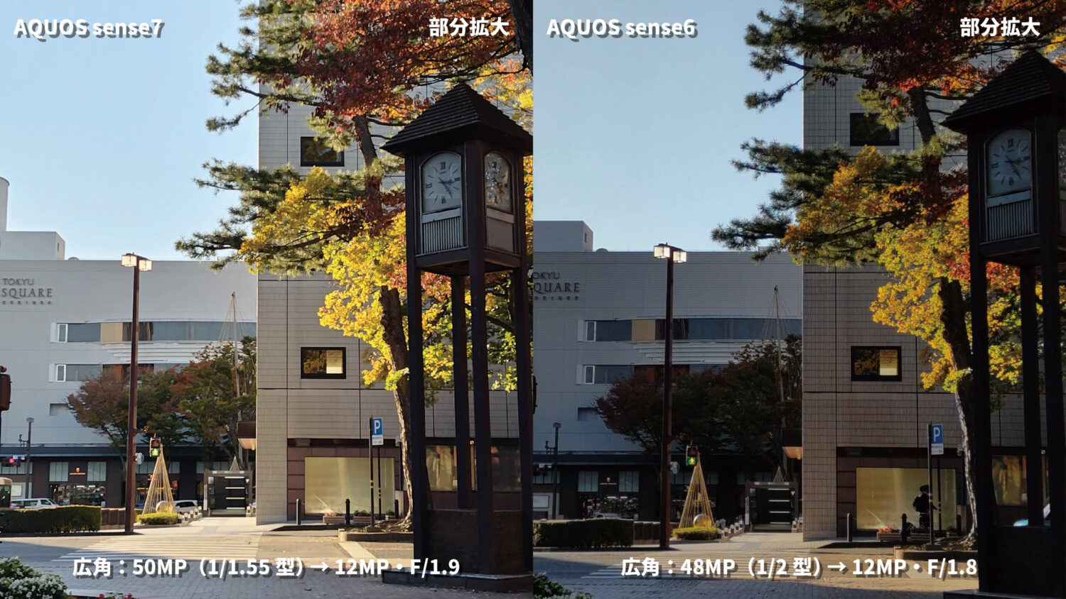 AQUOS sense7・6 広角カメラの画質比較