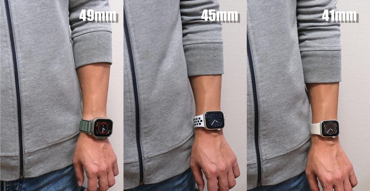 Apple Watch 49・45・41mm サイズ感（黒背景）