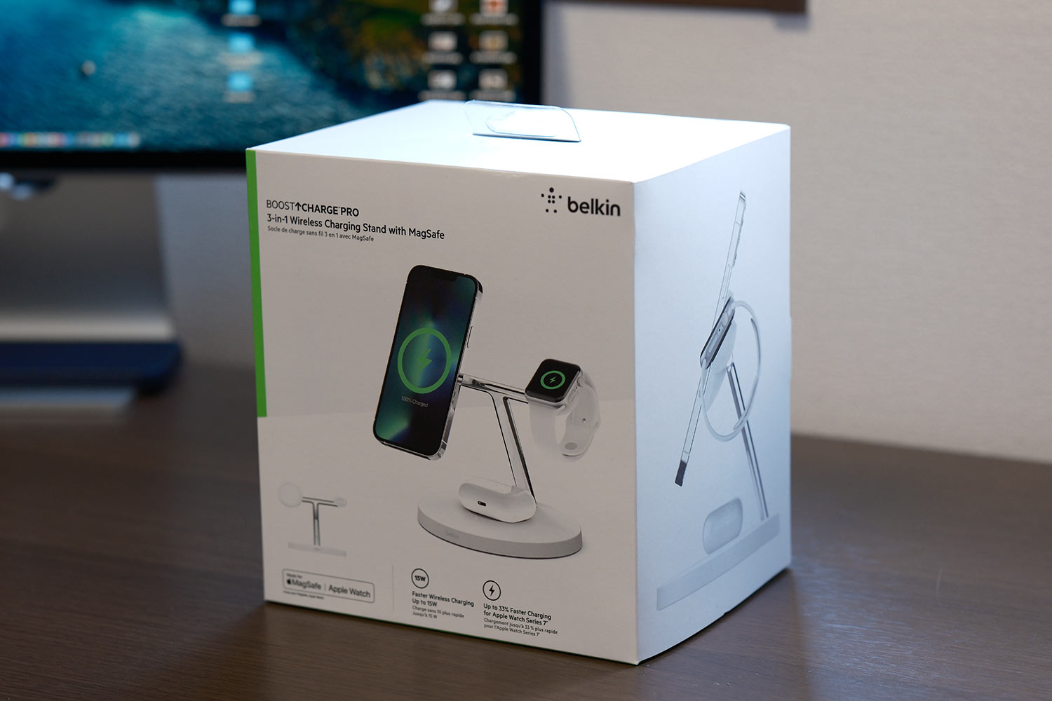 Belkin BOOST↑CHARGE PRO MagSafe 3-in-1 Wireless Charger 15W パッケージ