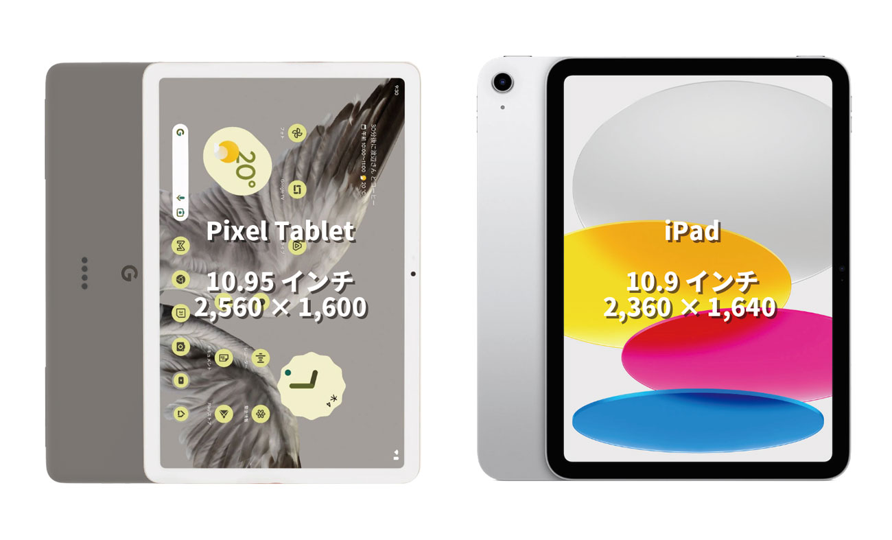 Pixel Tablet vs iPad 10 ディスプレイ