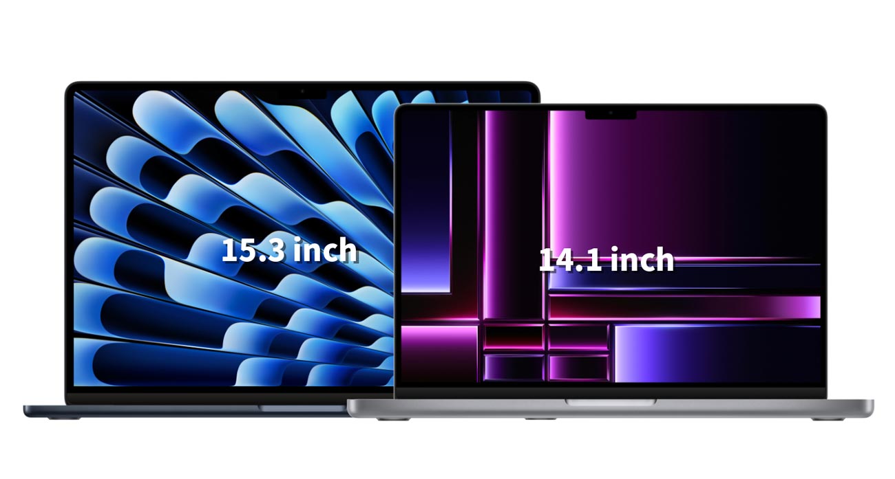 MacBook Air 15インチとPro 14インチ 画面サイズ差